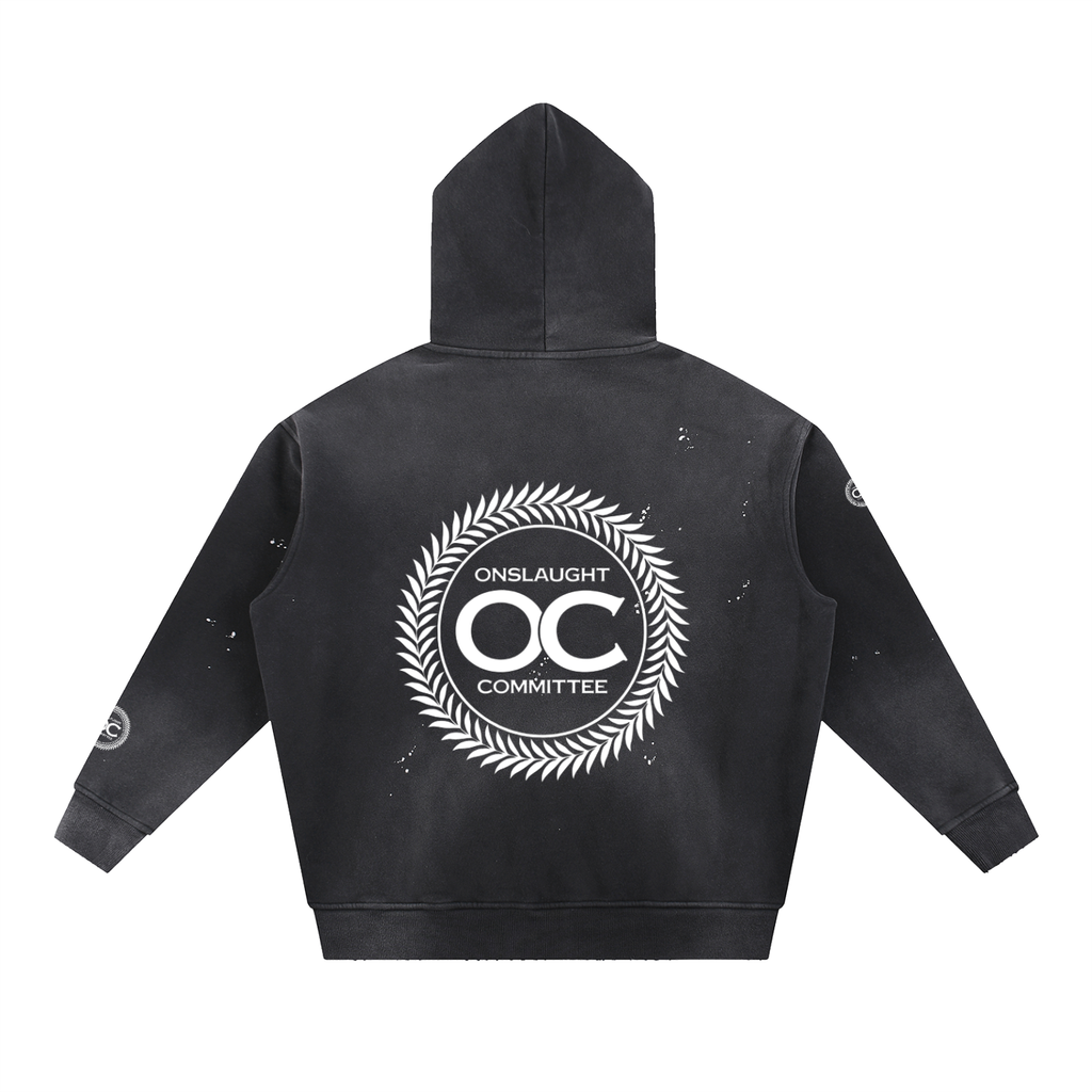 Vintage Washed Frayed Fleece Hoodie