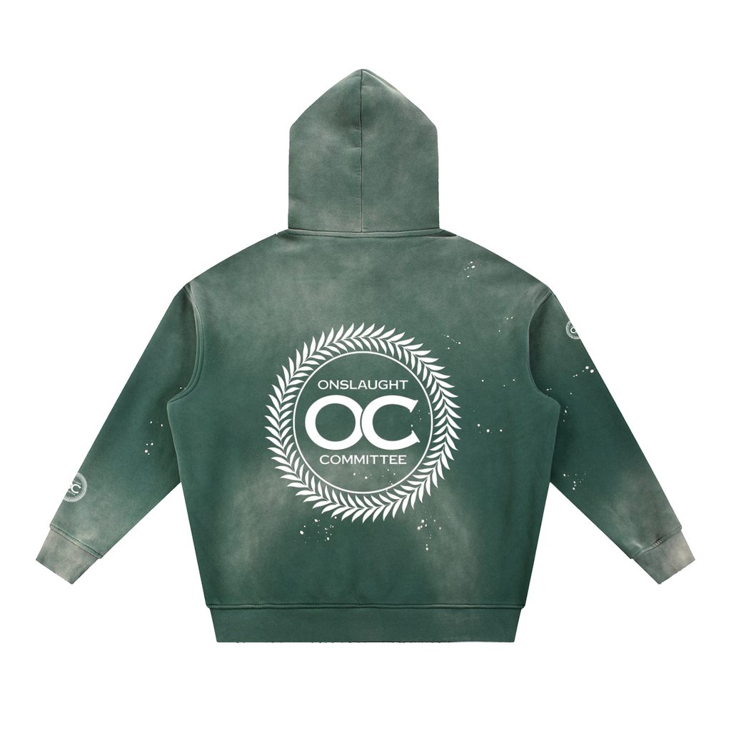 Vintage Washed Frayed Fleece Hoodie