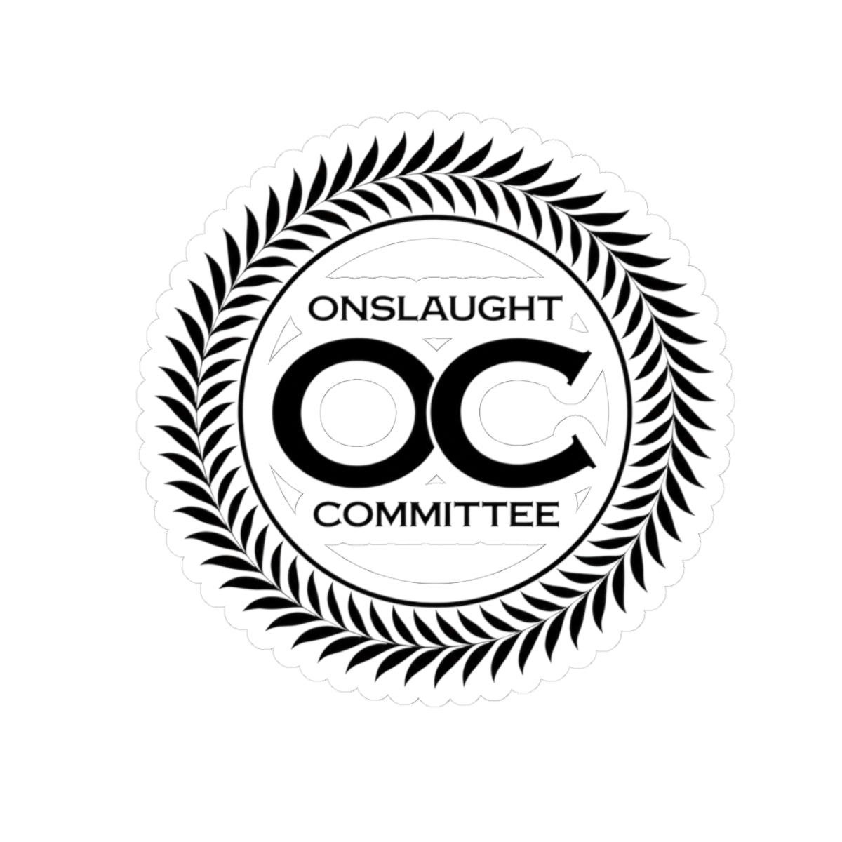 Onslaught Committee OC Logo Kiss-Cut Sticker — Laurel Wreath Laptop Decal