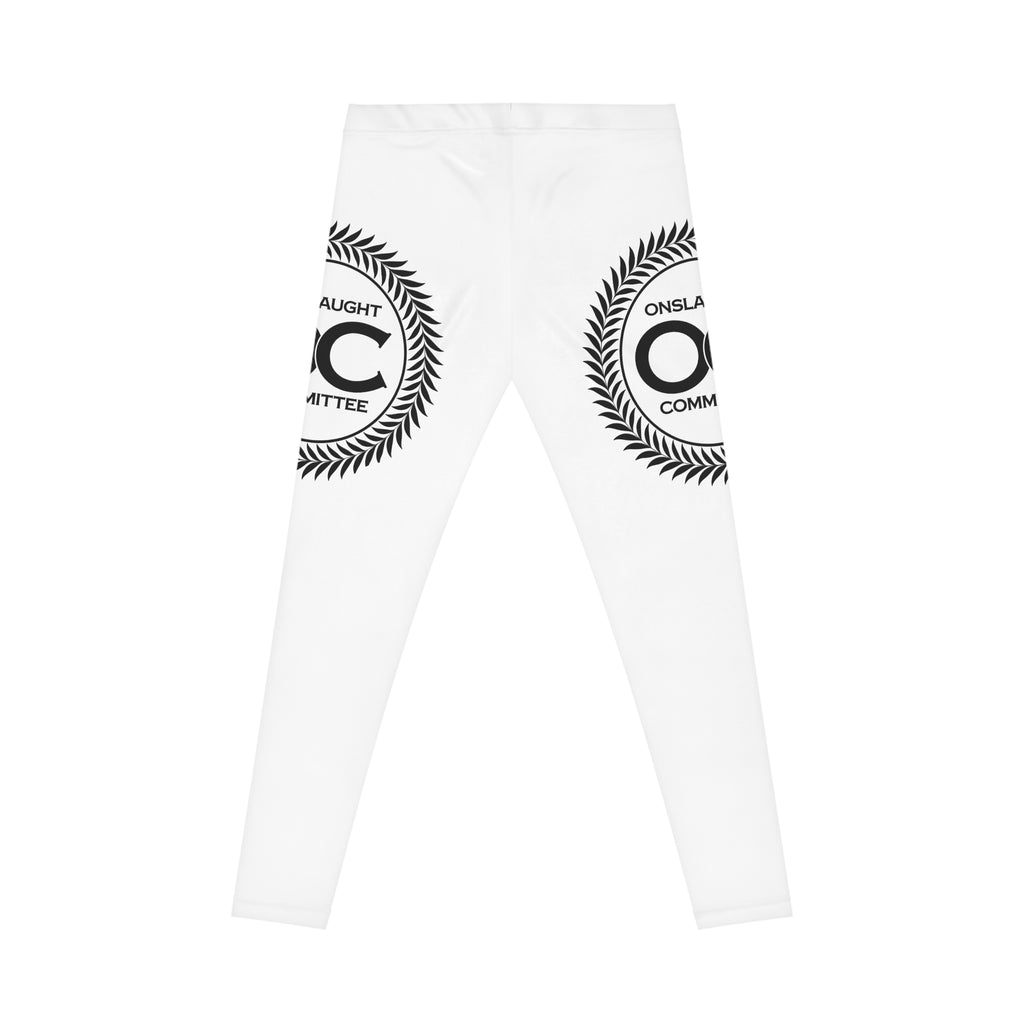 White Logo Leggings — 'Onslaught Committee' Crest Casual Women's Leggings