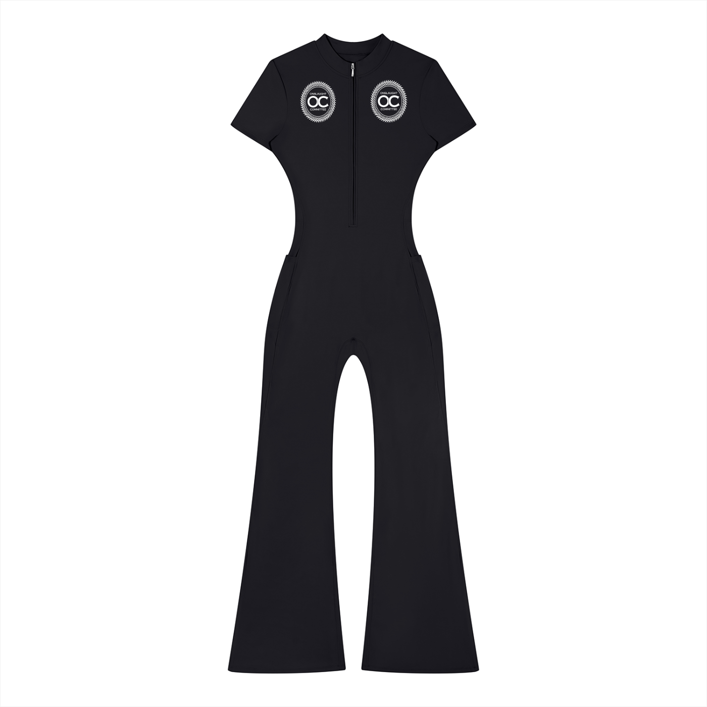 Women’s Tight Flared Leg Quarter-Zip Jumpsuit