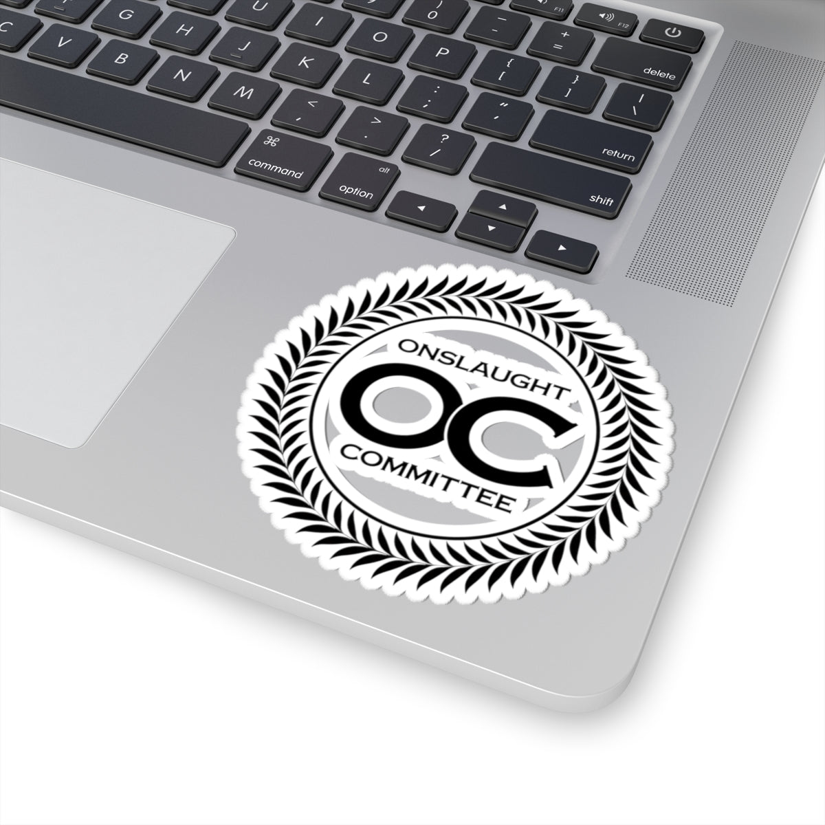 Onslaught Committee OC Logo Kiss-Cut Sticker — Laurel Wreath Laptop Decal
