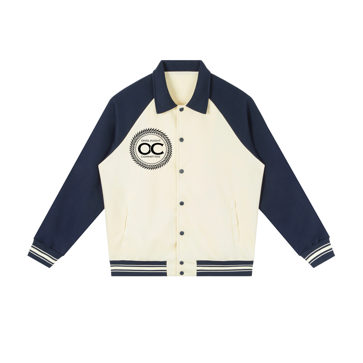 Contrast Raglan Sleeve Baseball Jacket