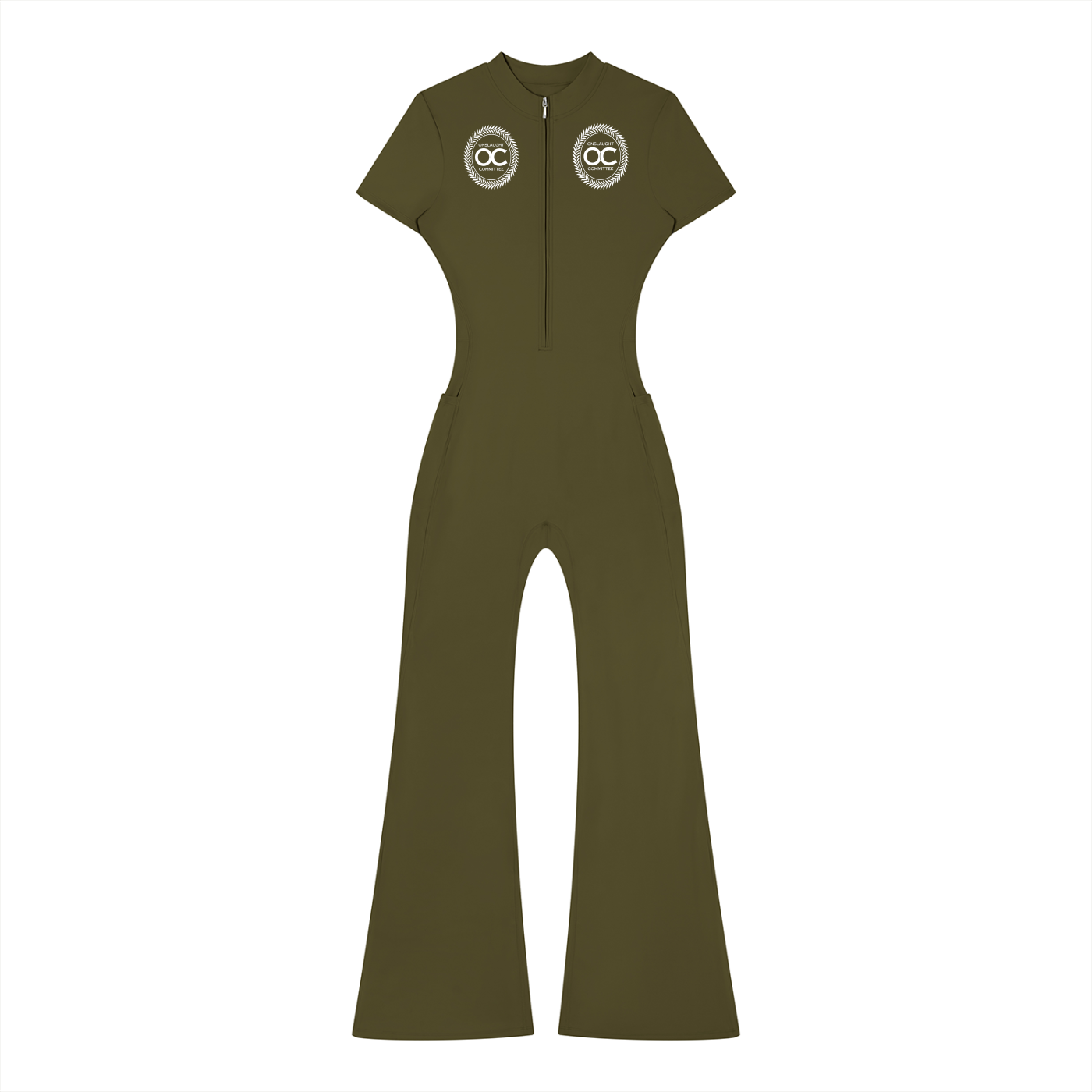 Women’s Tight Flared Leg Quarter-Zip Jumpsuit
