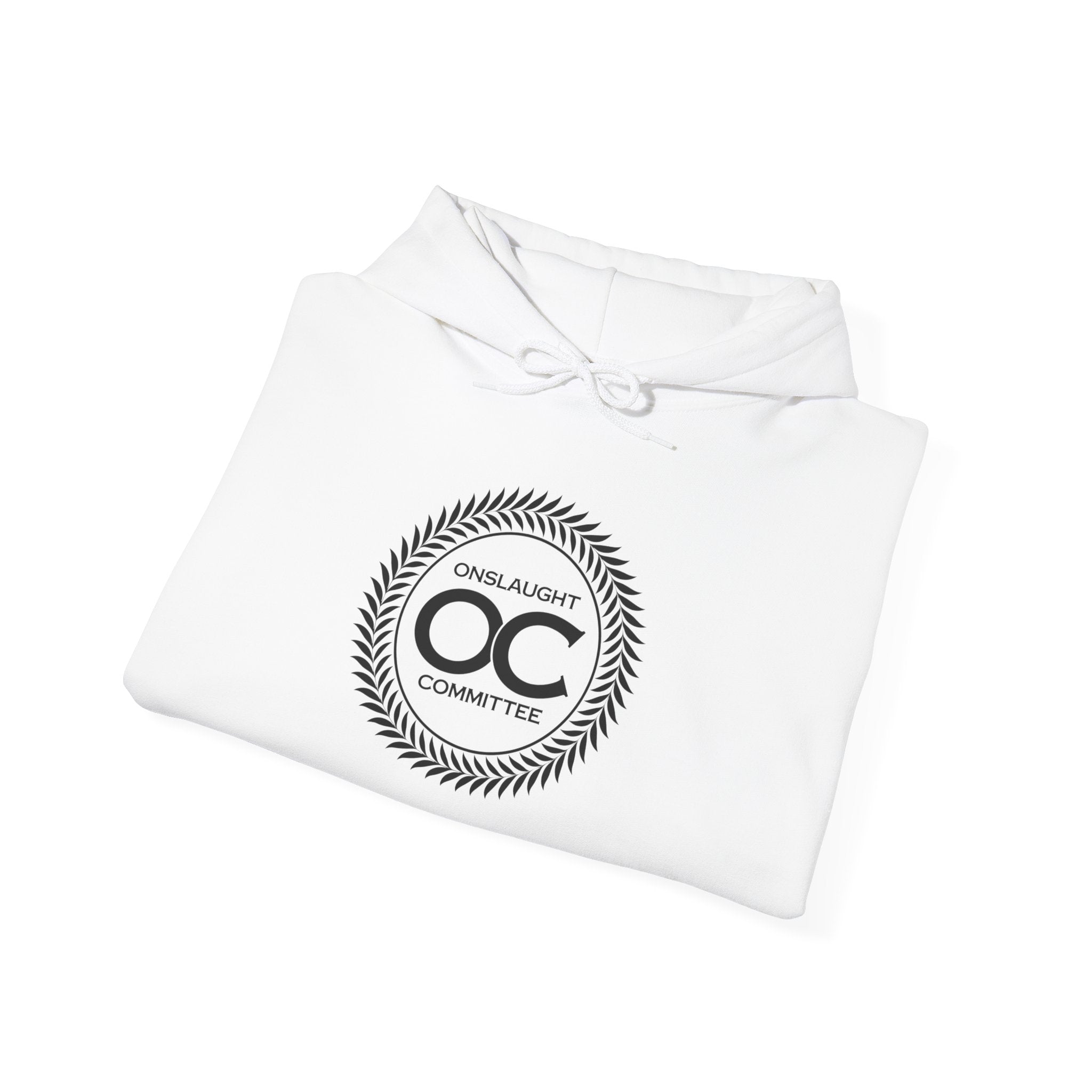 Onslaught Committee OC Laurel Logo Hoodie — Minimal Vintage Crest Sweatshirt