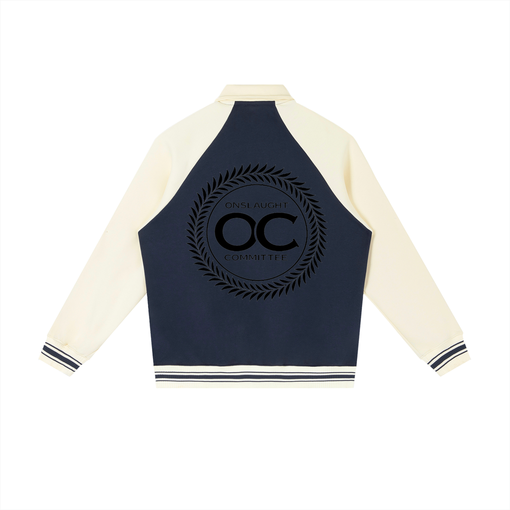 Contrast Raglan Sleeve Baseball Jacket