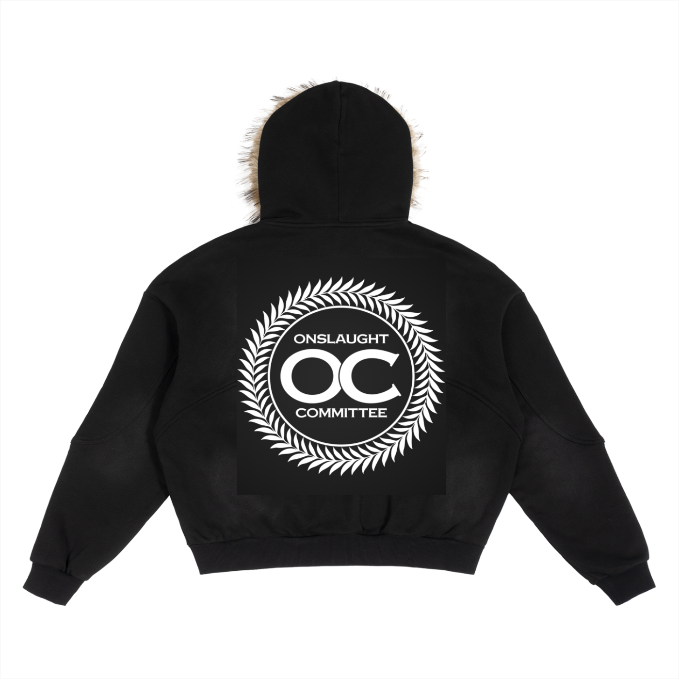 Sun Fade Boxy Detachable Fur Hoodie