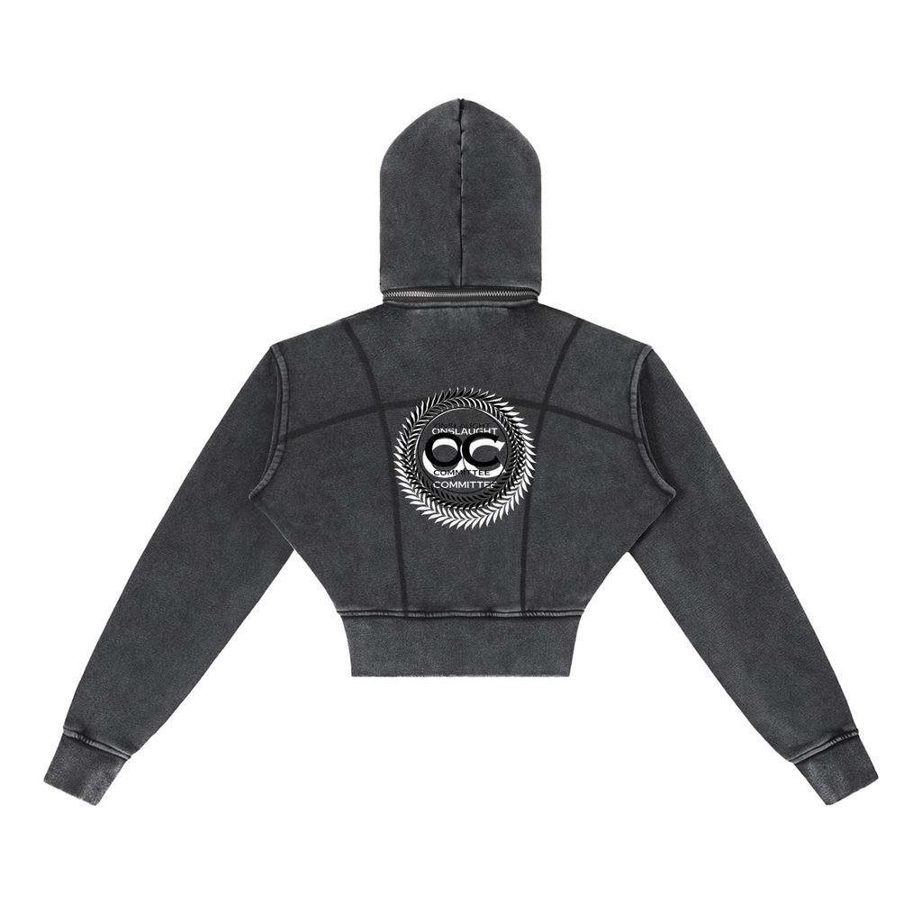Vintage Washed Cropped Fleece Hoodie