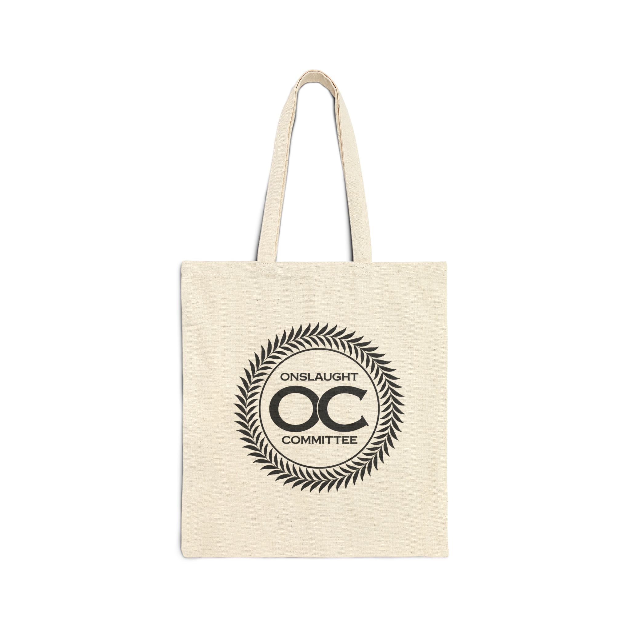 Cotton Canvas Tote — "Onslaught Committee" OC Laurel Logo Eco Shopper