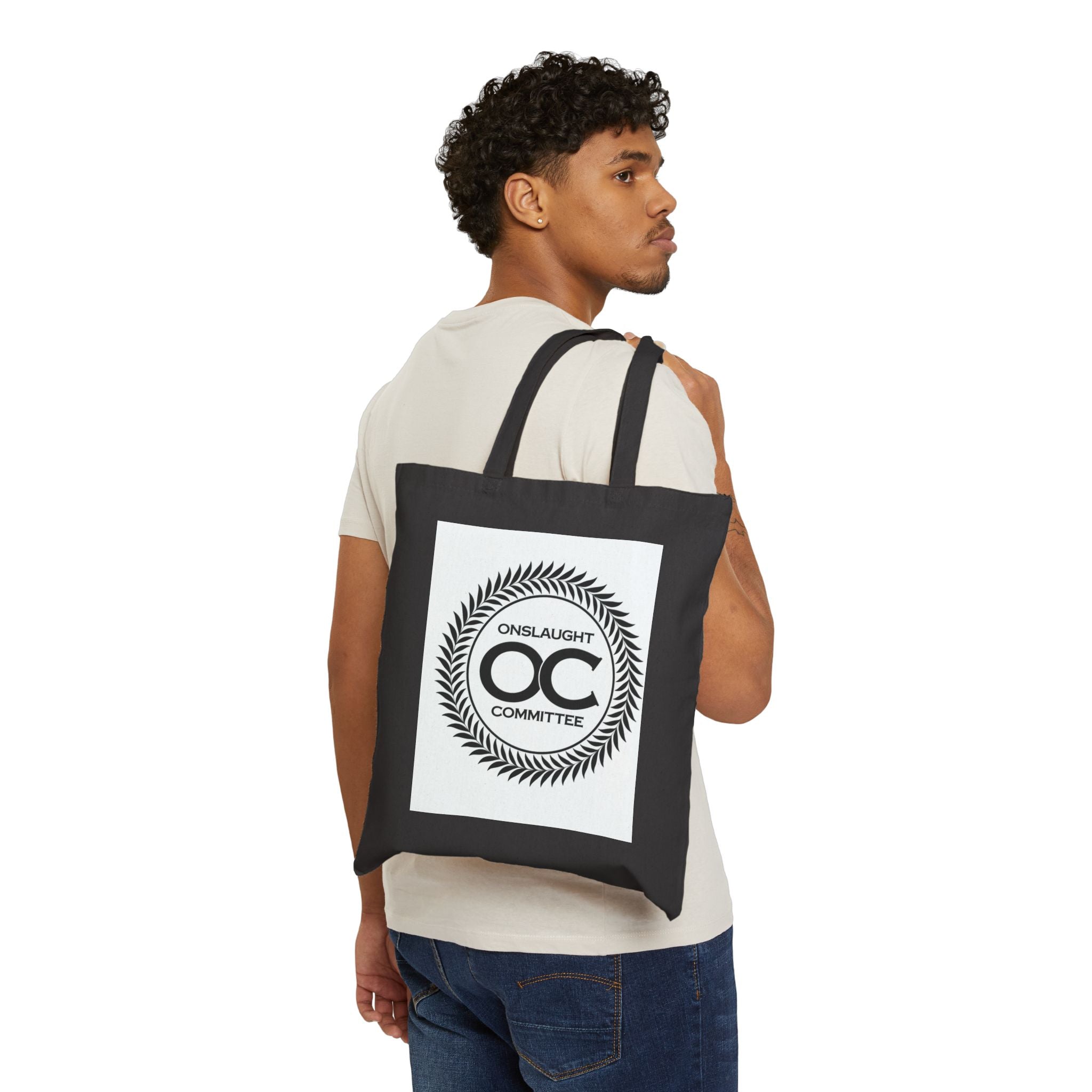 Cotton Canvas Tote — "Onslaught Committee" OC Laurel Logo Eco Shopper