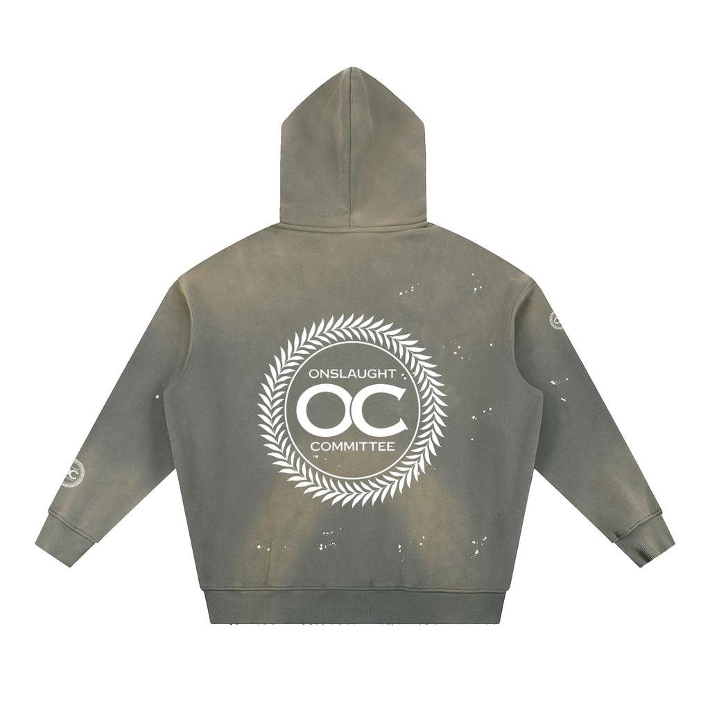 Vintage Washed Frayed Fleece Hoodie