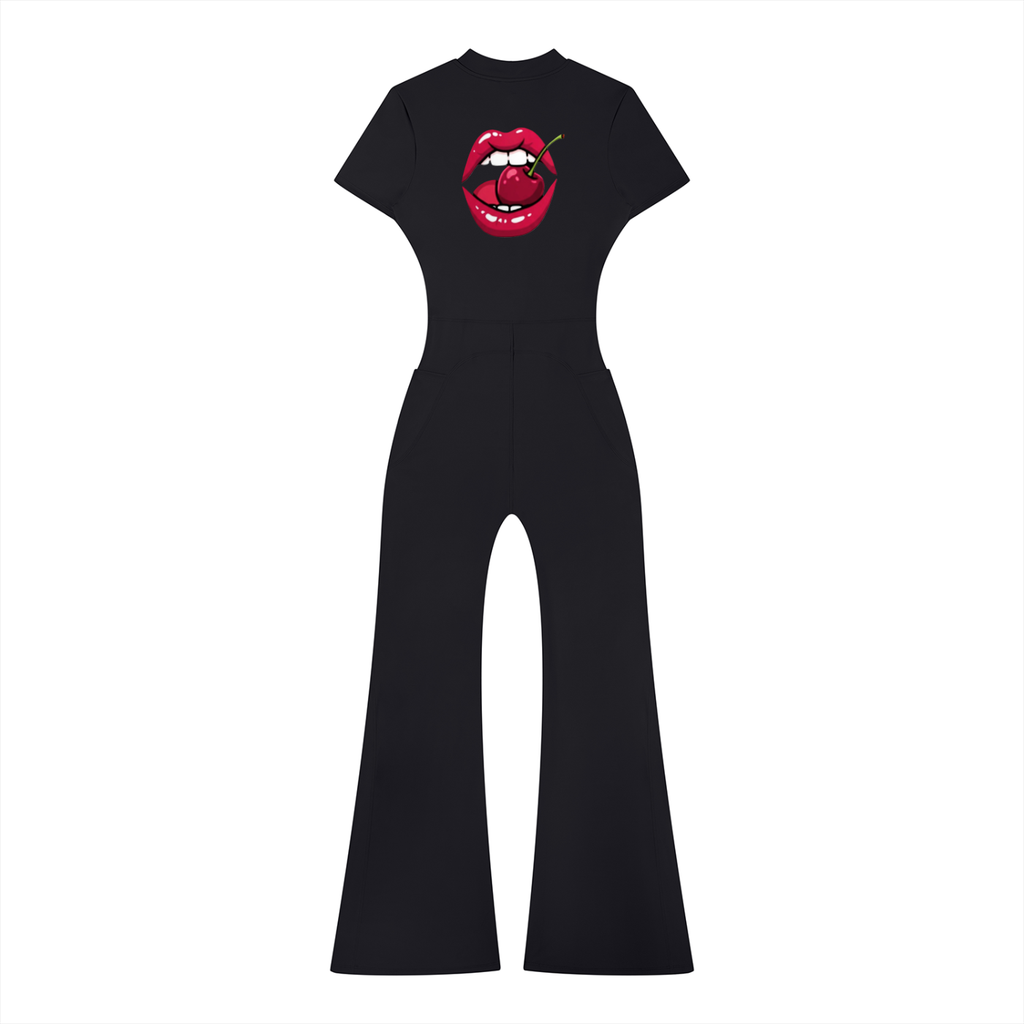 Women’s Tight Flared Leg Quarter-Zip Jumpsuit