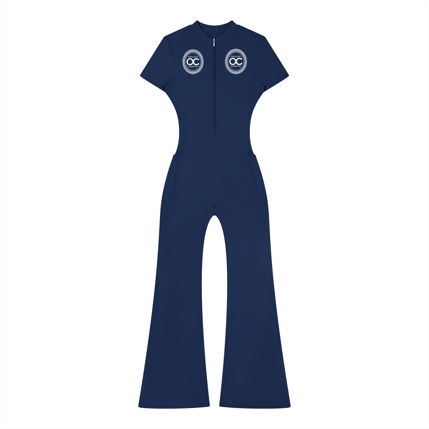 Women’s Tight Flared Leg Quarter-Zip Jumpsuit