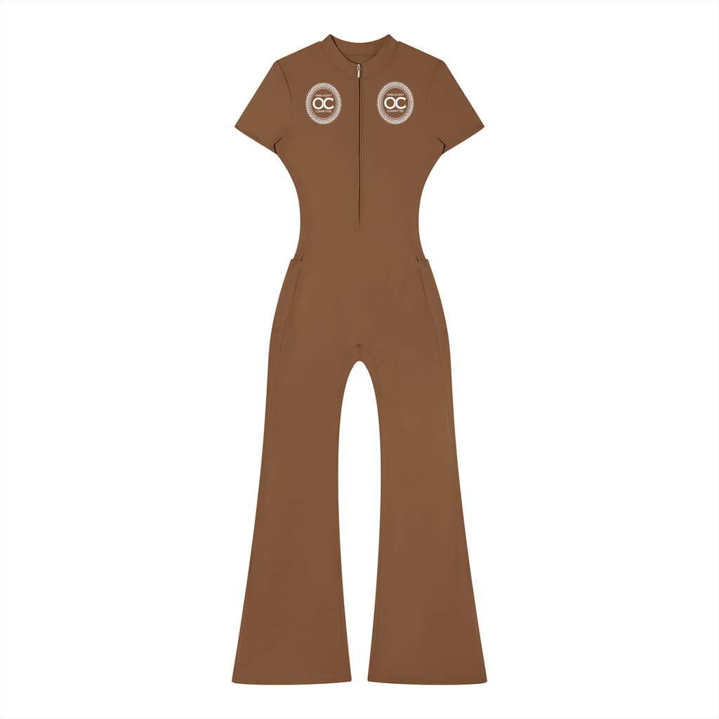 Women’s Tight Flared Leg Quarter-Zip Jumpsuit