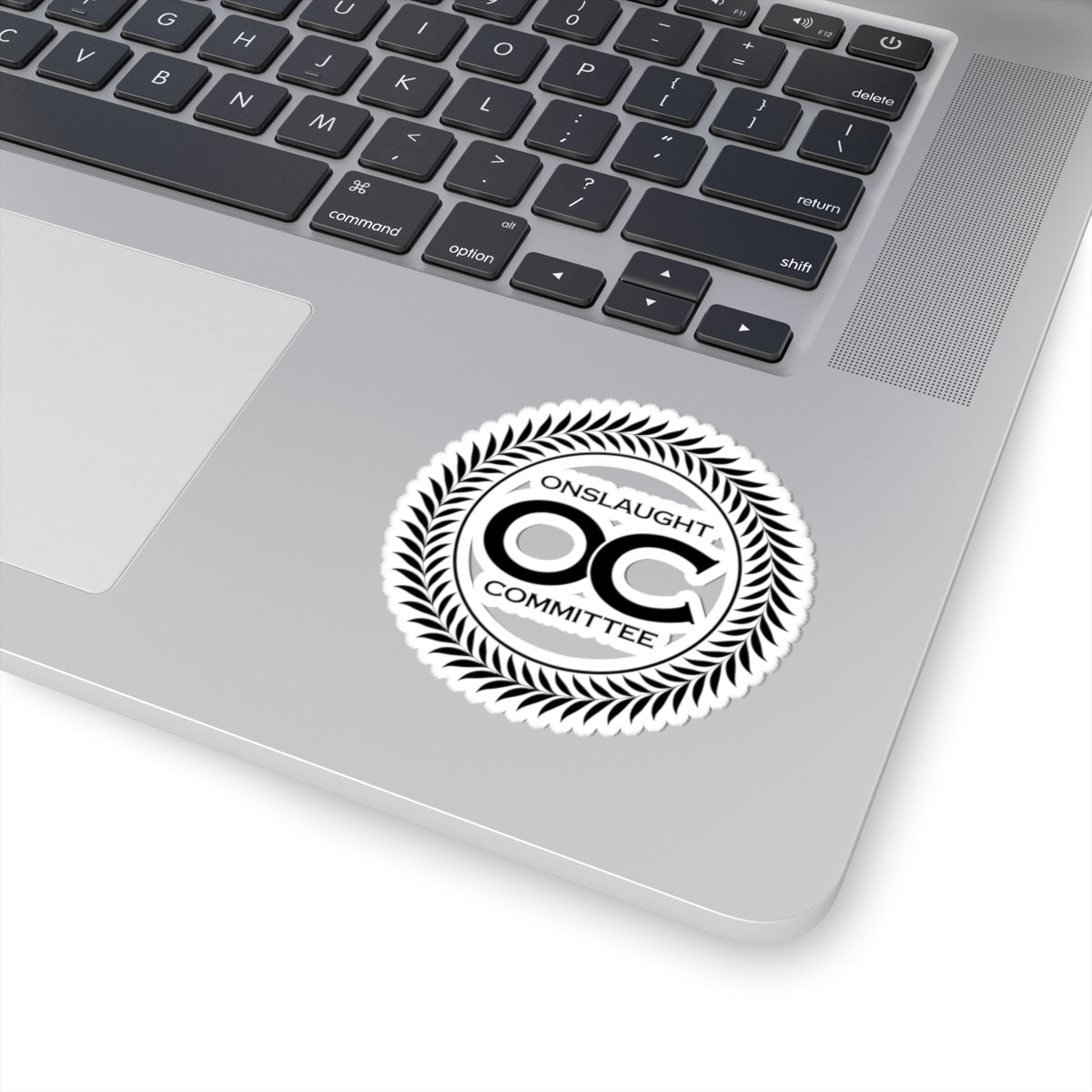 Onslaught Committee OC Logo Kiss-Cut Sticker — Laurel Wreath Laptop Decal