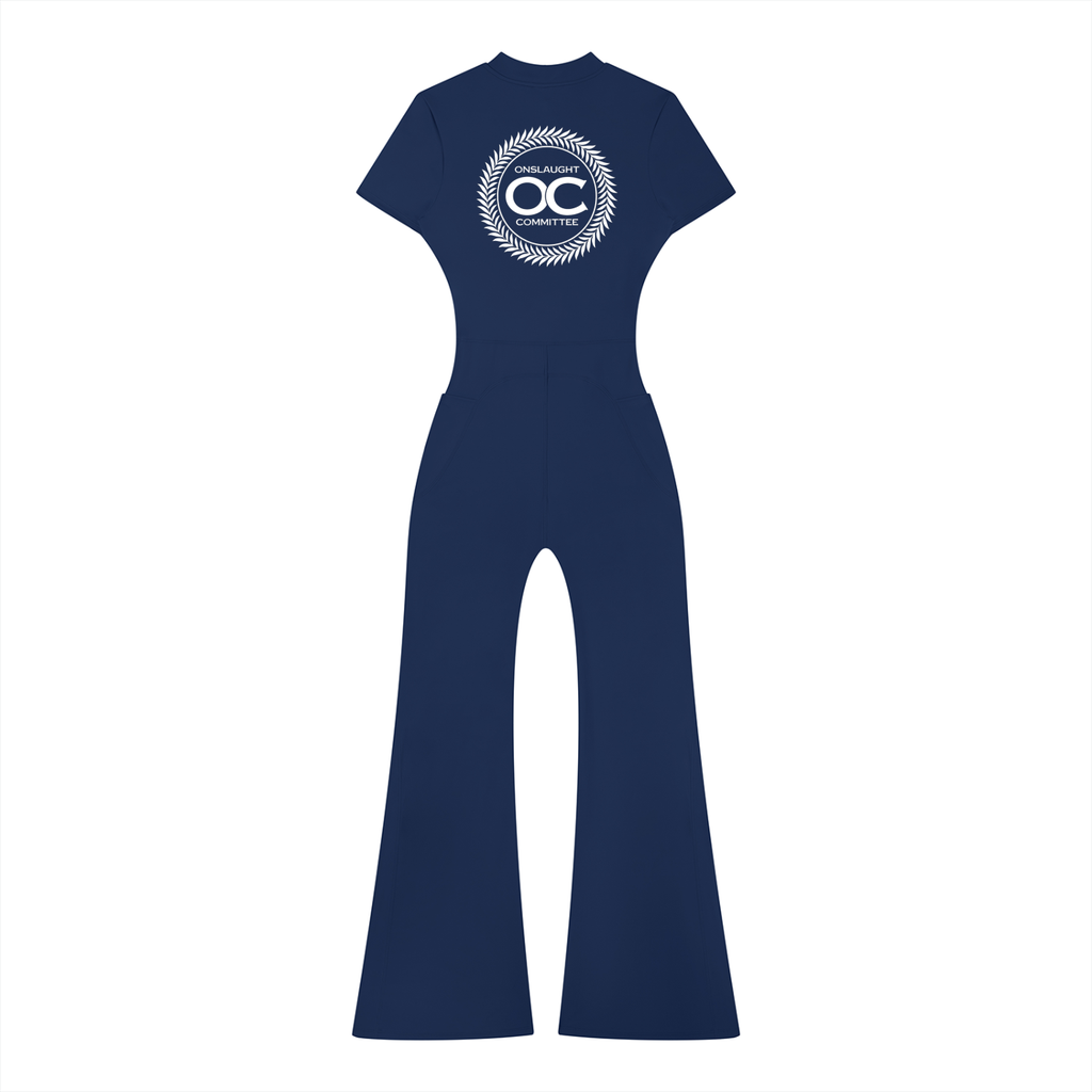 Women’s Tight Flared Leg Quarter-Zip Jumpsuit