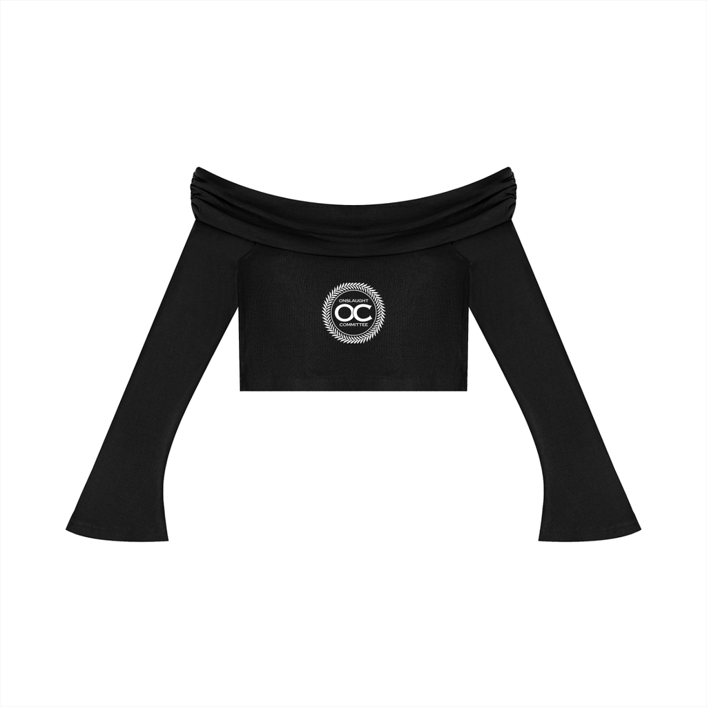 Women's Off-the-Shoulder Bell Sleeve Crop T-Shirt
