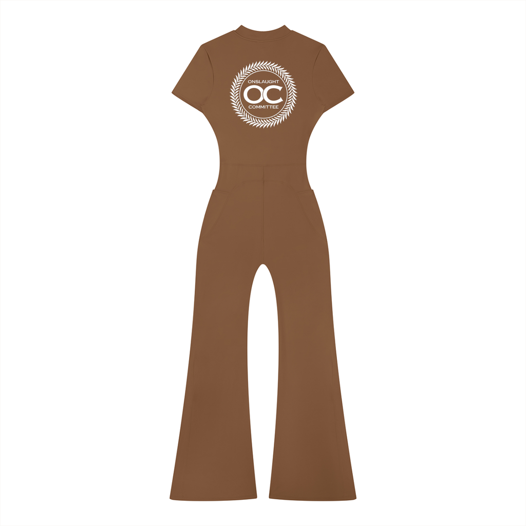 Women’s Tight Flared Leg Quarter-Zip Jumpsuit