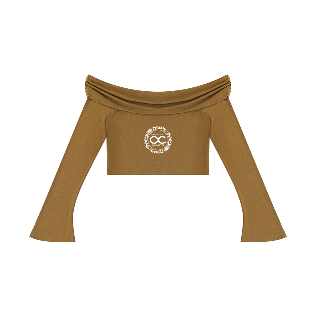 Women's Off-the-Shoulder Bell Sleeve Crop T-Shirt
